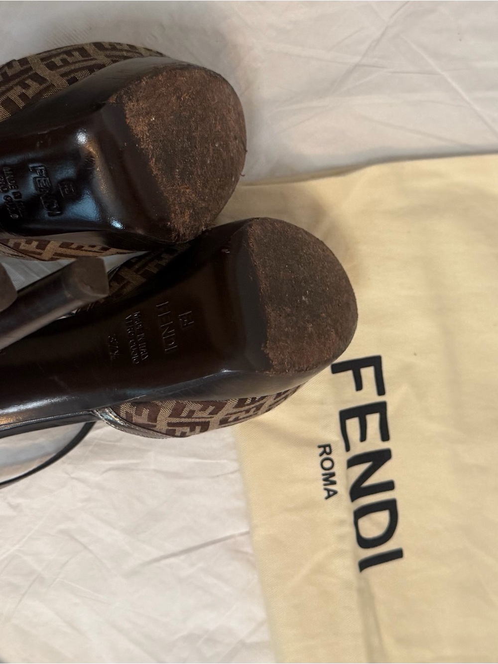 Fendi Brown Peep-Toe Heels Sandals - Picture 8 of 8